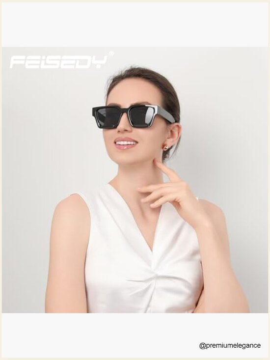 Retro 90s Square Sunglasses Chunky Rectangle UV400 Protection main image 4